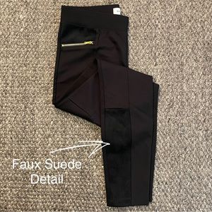 NWOT Old Navy Black Legging Style Pant with Faux Suede detail at pocket and calf